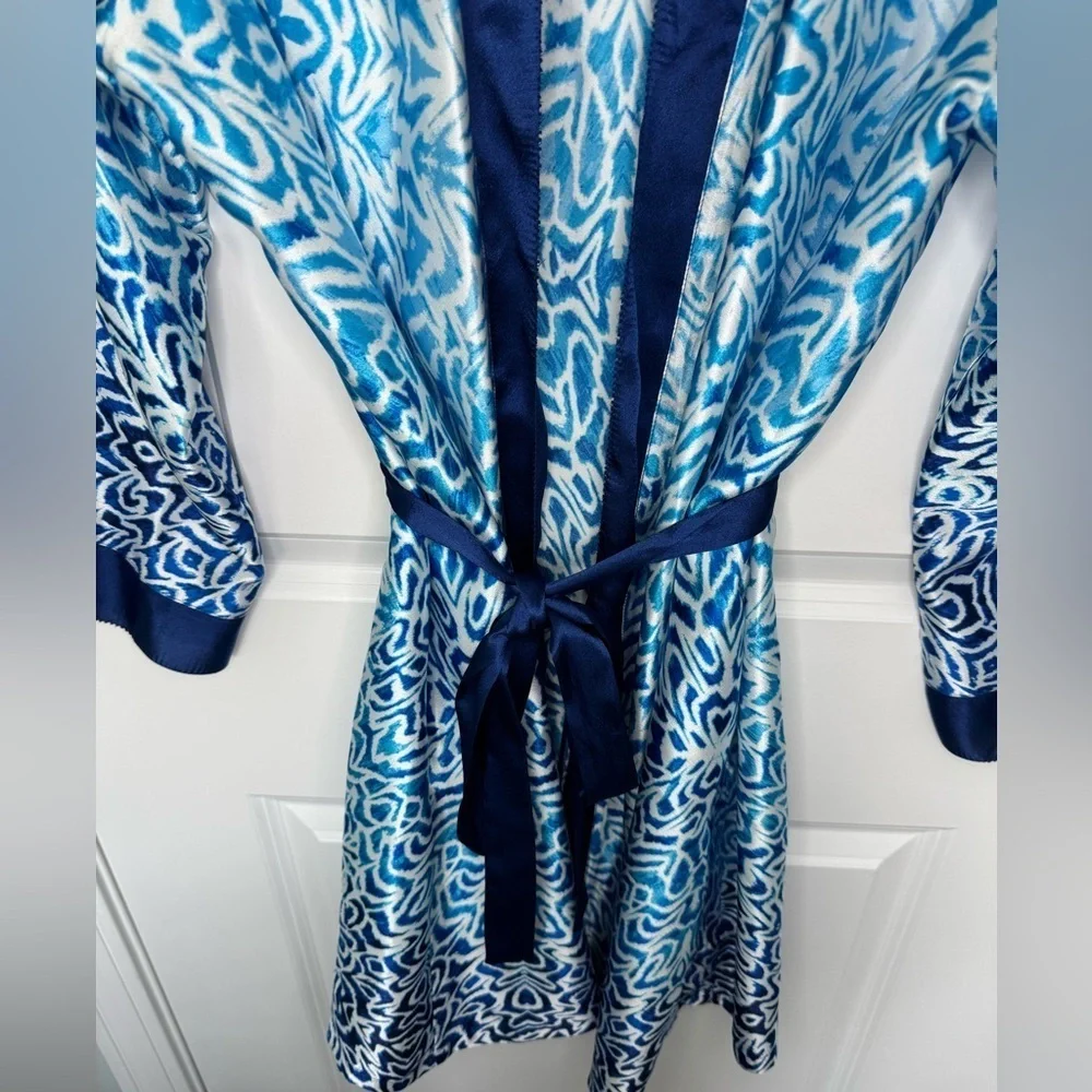 Oscar de la Renta Pink Label Blue Robe Size M - Picture 2 of 6